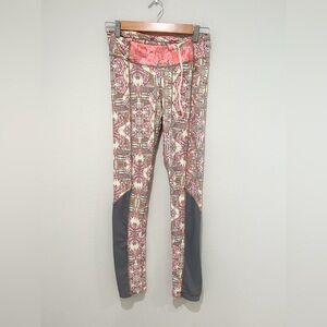 Maaji pink brown boho Patterned Leggings with Gray Accents small